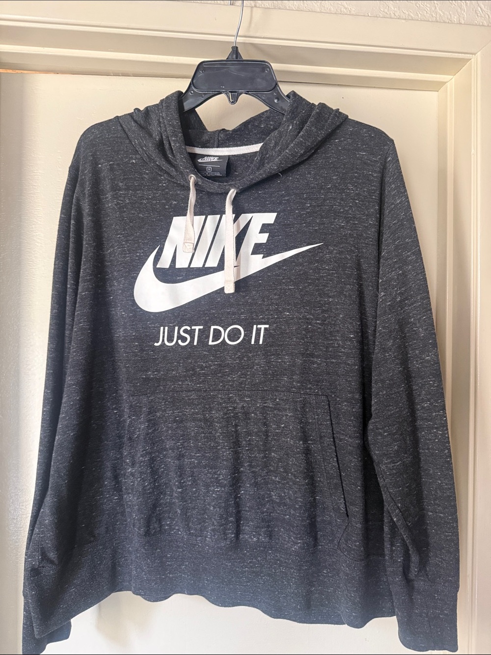 Nike Unisex Charcoal Gray Crewneck Hoodie with White Logo